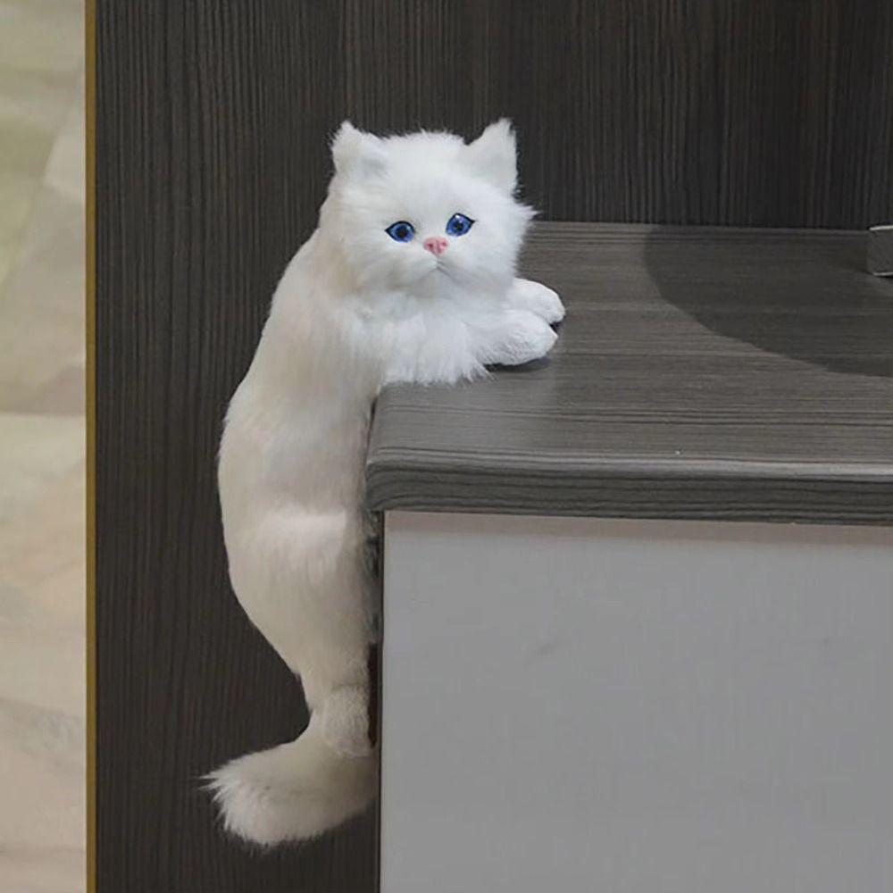 Furry Simulation Cat Hanging Ornament Realistic Fake Cat Model  for Desktop Decor