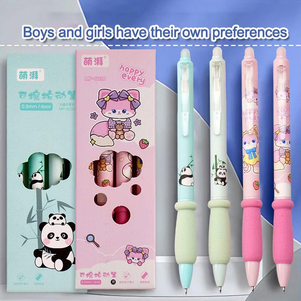 4Pcs/lot Writing Stationery Panda Gel Pen 0.5mm Exam Professional Pens Press Erasable Pen School