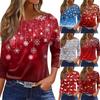Women's T Shirt Christmas Print 3/4 Sleeve Daily Weekend Fashion Basic Round Neck Regular Top