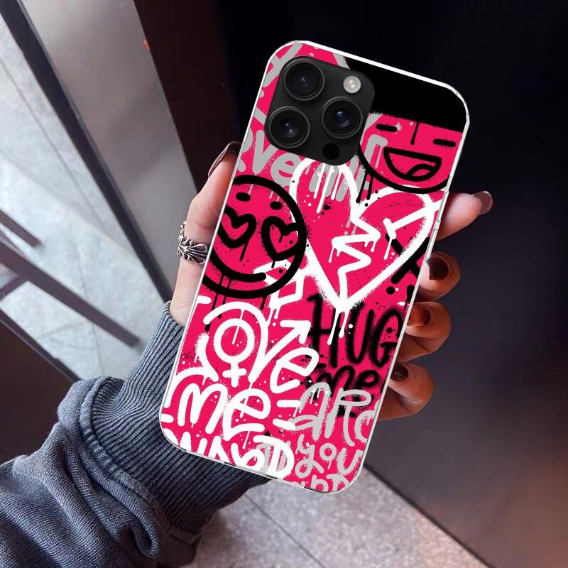 Graffiti Fashion Cool Phone Case For iPhone 17 Air 16 15 Pro Max 14 Plus 13 Mini 12 11 Cover 7 8 SE Silicone Shell Print Fundas