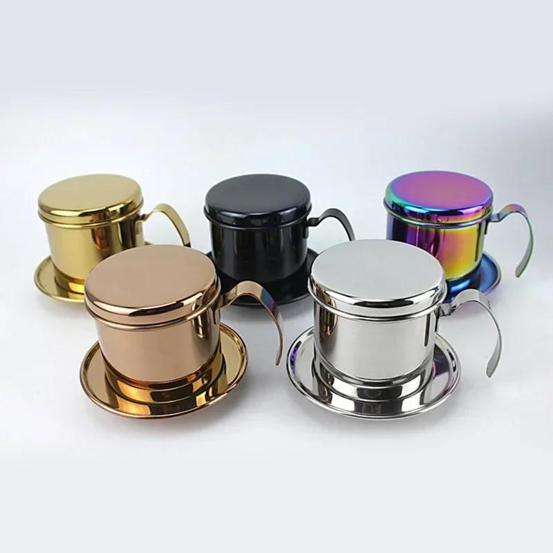 Vietnamese Pot 304 Stainless Steel Hand-pour Pot Drip Coffee Pot Hand Brewing Pot Filter Drip Filter Office Coffee Brewing Tool