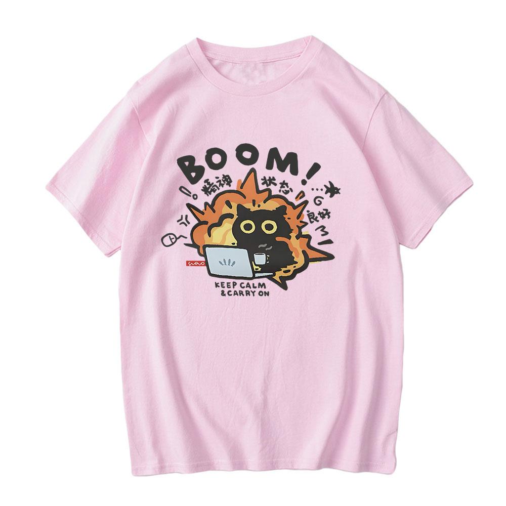 Футболка Boom CAT Mental Pure Cotton с короткими рукавами для мужчин и женщин 2024 года, новые футболки свободного покроя с рисунком