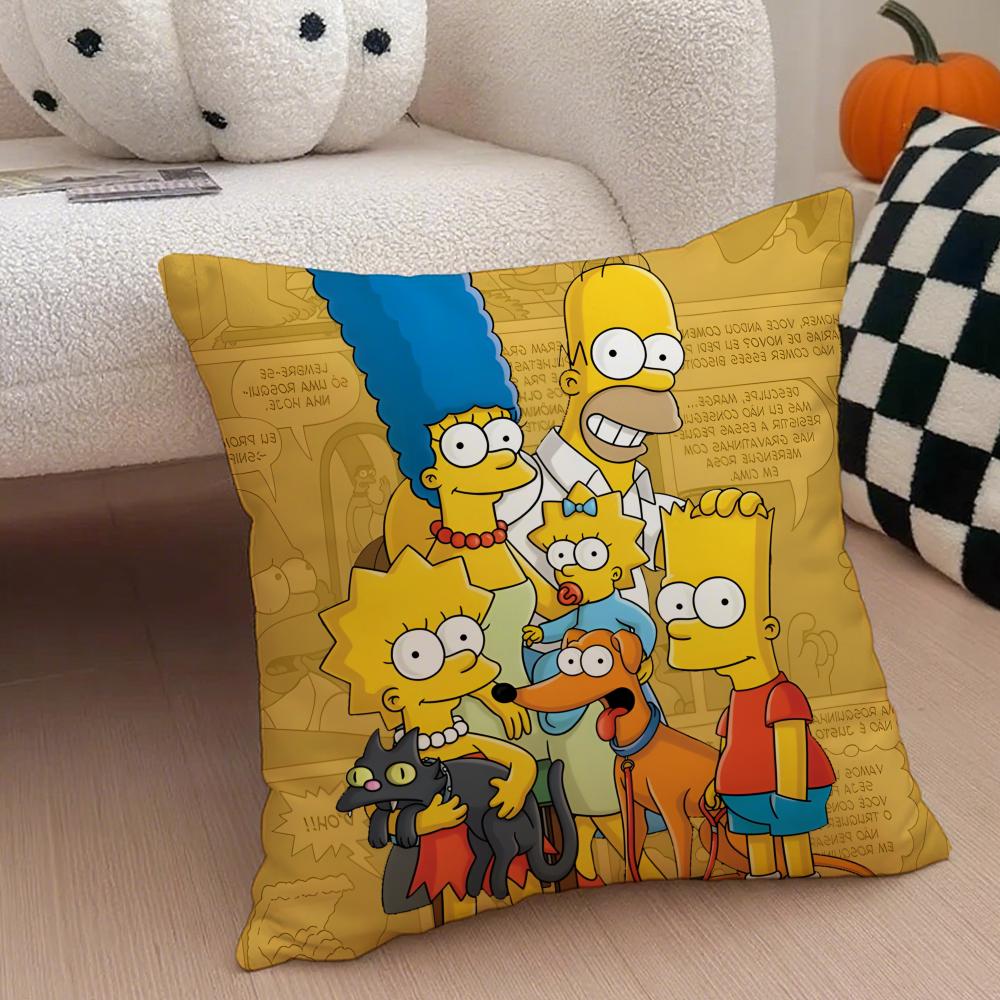The Ssimpsons Cartoon Sofa Cushion Cover Throw Pillow Cover Hidden Button Durable Polyester Chair Cushion