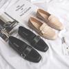 Новые весенние женские туфли в корейском стиле с неглубоким воротом и плоским квадратным носком, одна педаль, ленивые кожаные туфли, гороховые туфли