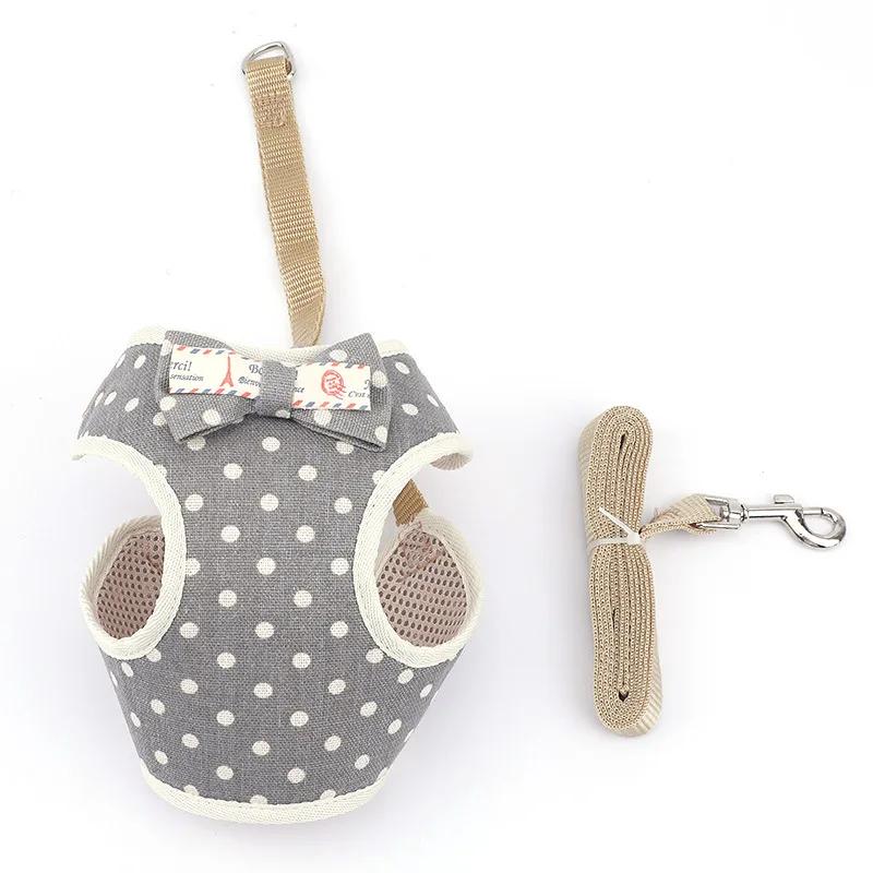 Bowknot Cat Harness And Leash Set Adjustable Puppy Harness Cat Lead Leash Clothes Vest Nylon Mesh Kitten Collar Cat Accessories