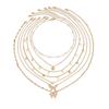 Butterfly Pendant Clavicle Chain Pearl Metal Choker Ins Multilayer Necklace Women