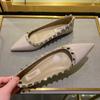 Fashion Metal Rivets Design Pointed Mules Shoes for Women Leather Fashion Flat Shoes Comfort Loafers High Quality Office Women Shoe 2024