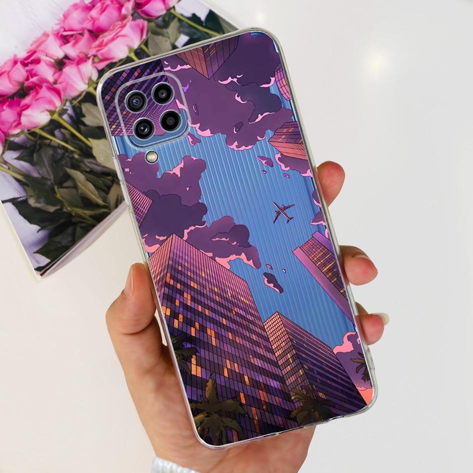 Чехол для Samsung Galaxy M32 SM-M325F Популярный Цветок Прозрачный Силикон Мягкий ТПУ Funda Для Samsung M32 4G M 32 GalaxyM32 Бампер