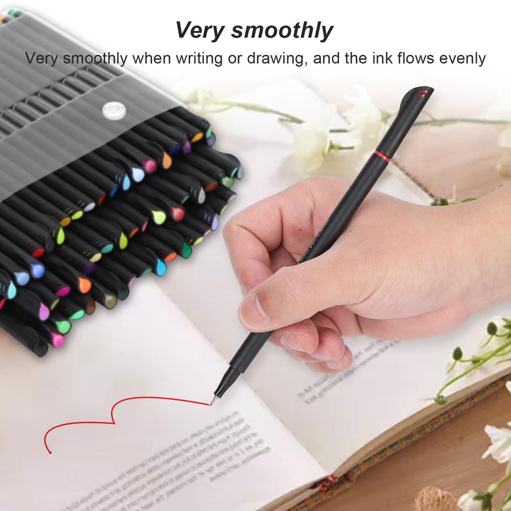 60 Colors Hook Line Pen Set 0.4mm Fine Tip Pens for Drawing Painting Planner Art Supplies Ink No Bd for School Travel