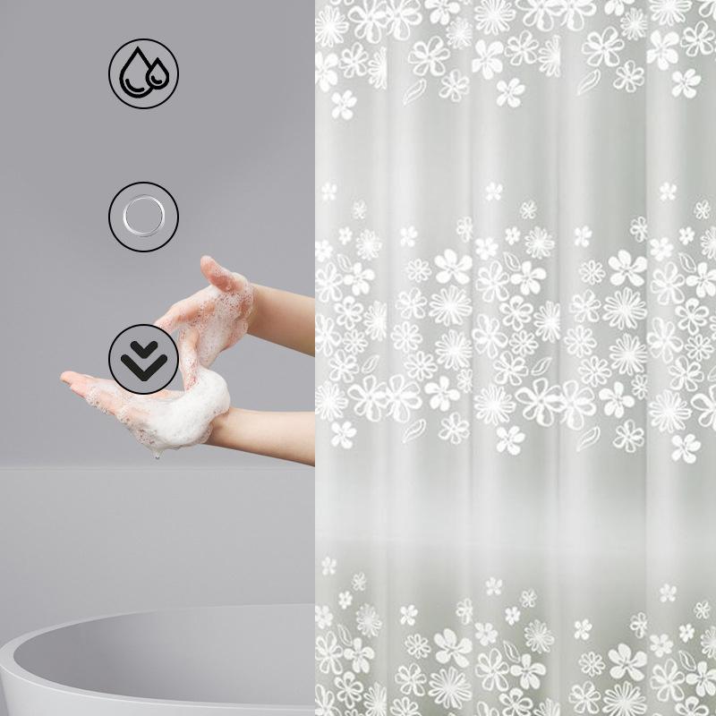 3D Jacquard Flower Peva Shower Curtain Thickened Waterproof Mildew Resistant Bathroom Bath Partition Universal Curtain