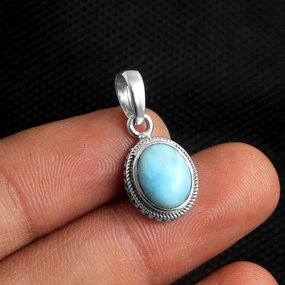 Женский кулон Larimar с цепочкой, очаровательные ювелирные изделия из стерлингового серебра 925 пробы