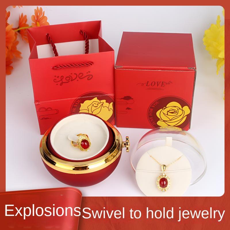 Cross-border Valentine's Day Senior Sense Expression Gift Eternal Flower Rotating Jewelry Gift Box Commemorative Birth Day