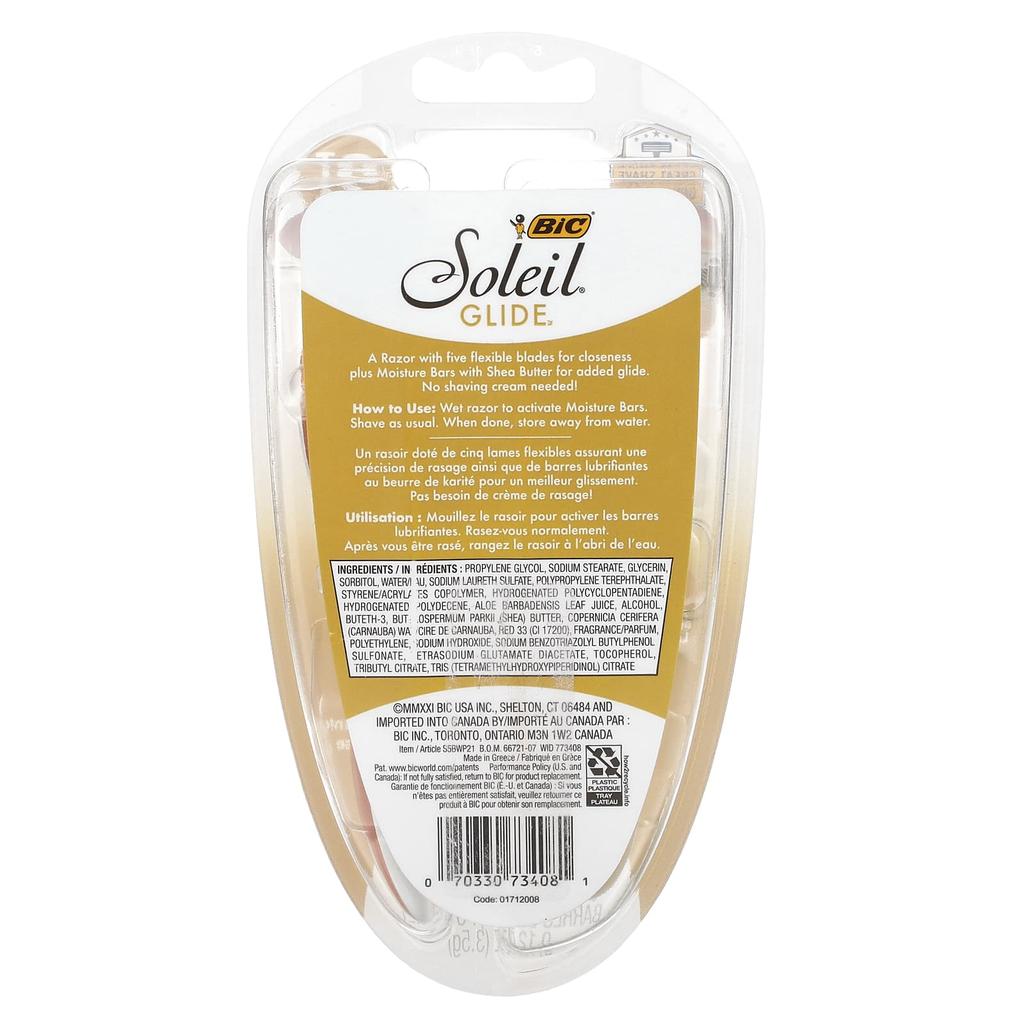 BIC, Soleil Glide, одноразовая бритва, 2 бритвы