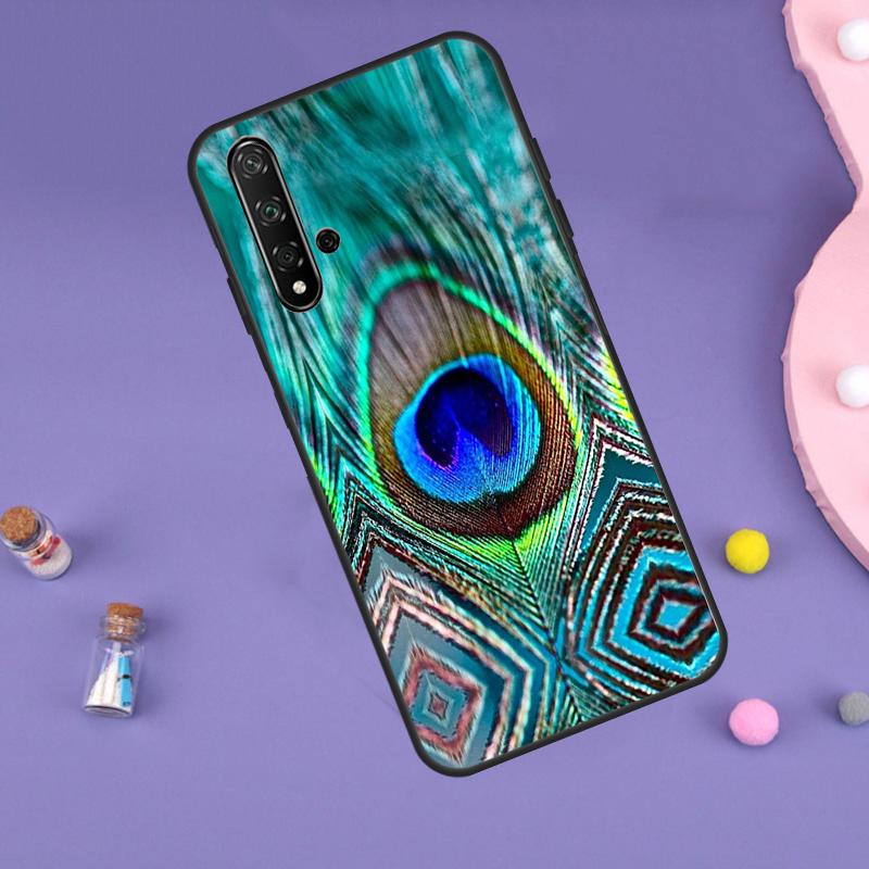 Чехол с изображением перьев павлина для Huawei P30 P20 P40 Lite Nova 5T 11i 8i 3i 9 10 SE 11 Pro Y90 Y70 Y61 Y60 Y91