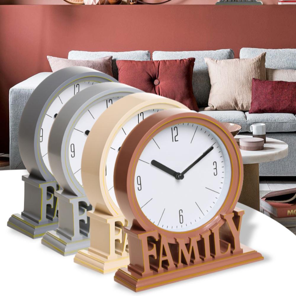 Fashion Vintage Style Desk Clock Nordic Round Pointers Clock Non Ticking Clock School