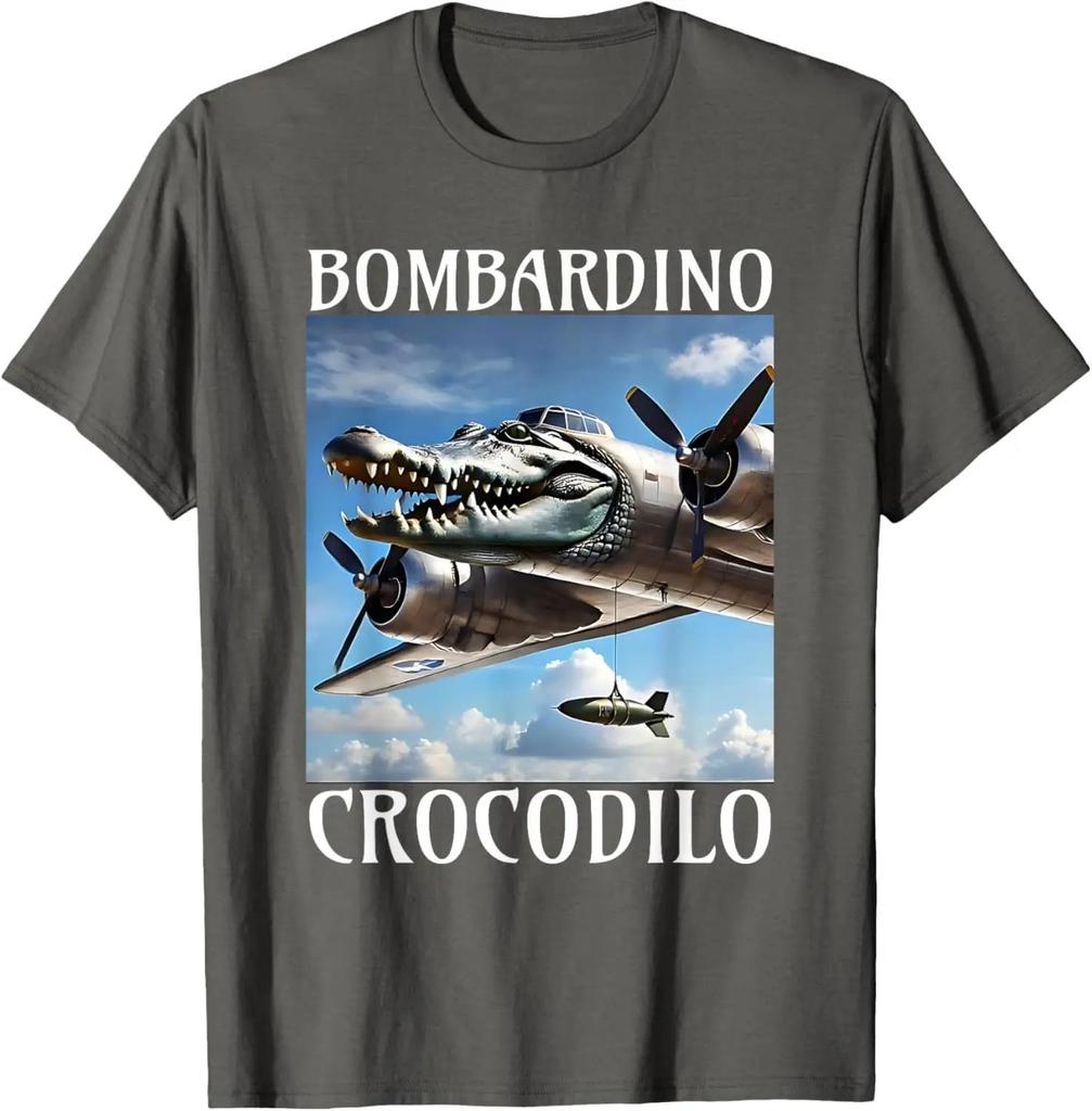 Bombardino Crocodilo Meme T-Shirt Men Women Short Sleeve Cotton Tees Funny Graphic T-shirt Y2k Outfit Summer Tops Men's Clothing
