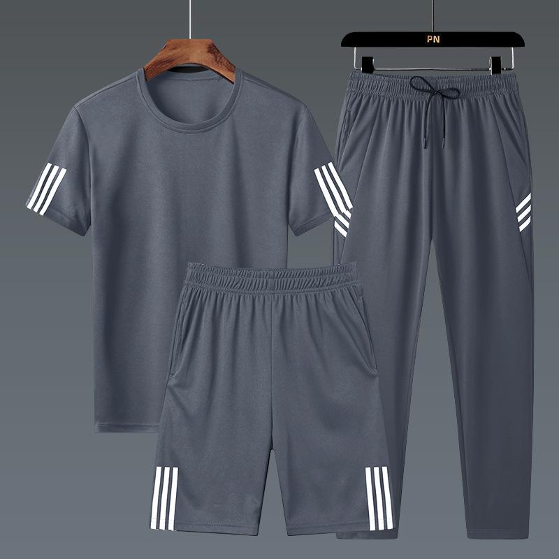 Мужской спортивный костюм из трех частей, летние шорты для спортивной одежды нового тренда