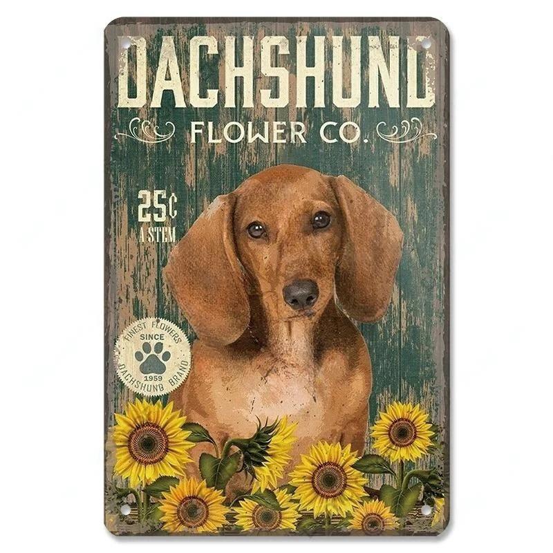 Винтажный милый постер с изображением домашних собак, металлические жестяные знаки, такса, бульдог, металлическая табличка для сада, кофейни, кухни, домашнего декора на стену
