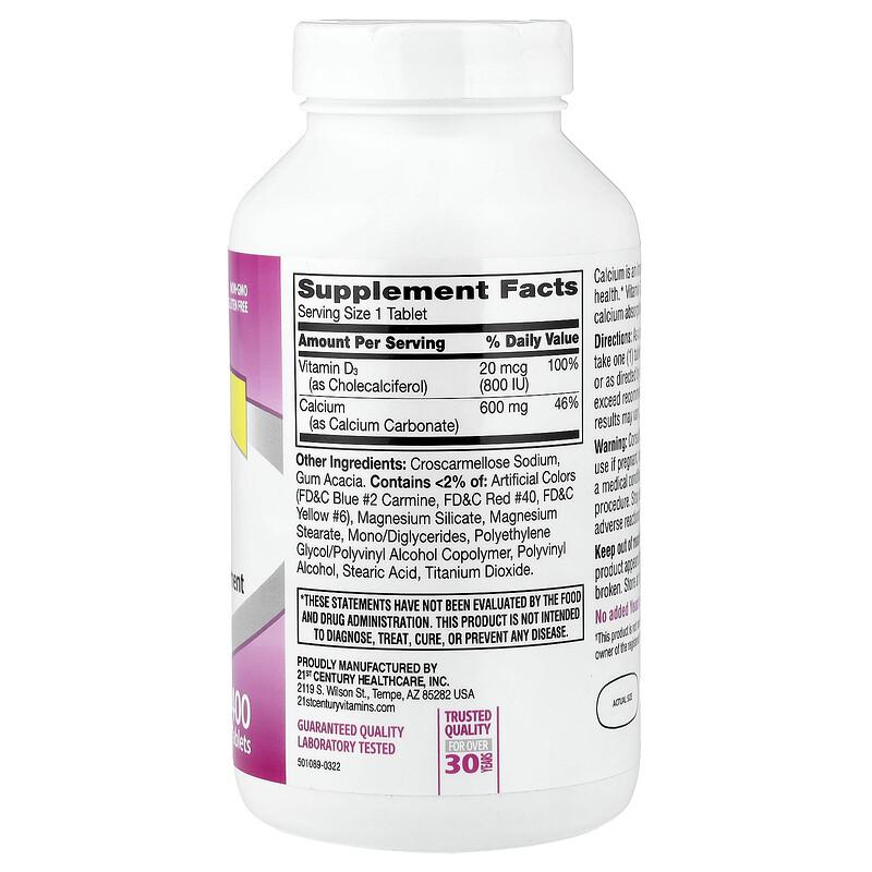 600+D3, Calcium & Vitamin D3 Supplement, 400 Tablets