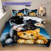 3pcs Three Cute Kittens Under a Starry Night Sky Pattern Bedding Three-Piece Set, This Printed Bedding Set Is Soft and Comfortable