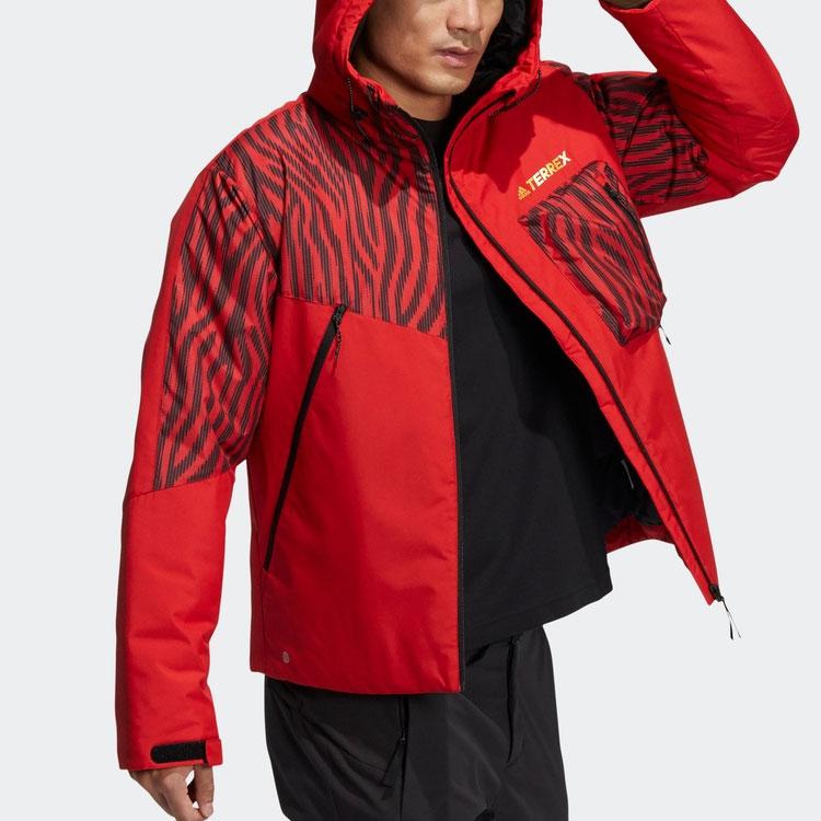 adidas Куртка с капюшоном из хлопка Color Block, мужские куртки светло-малинового цвета HE7337