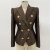 2024 Spring Autumn Women Blazers Double-breasted Lion's Head Gold Button Women's Blazer Jacket Slim Print Suit Jacket Ladies Fashion