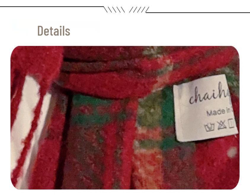 Korean Christmas Red Plaid Knitted Scarf for Women – Retro Tassel Neck Warmer