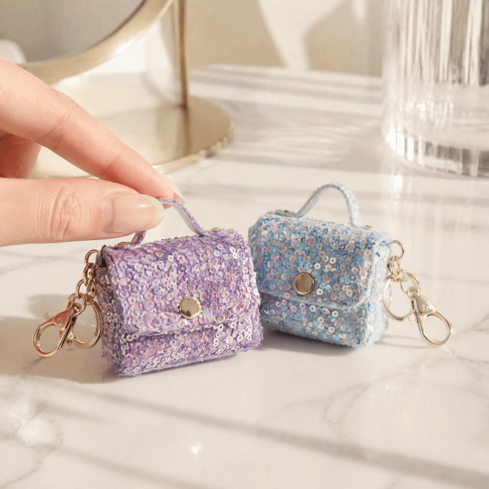 Fashion Sequin Sequin Mini Earphone Case Keychain Leather Pouch Backpack Pendant Hanging Ornament