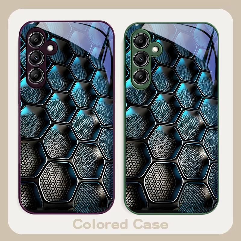 Синий градиентная сетка для Samsung Galaxy A01 02 03 Core A04 A14 4G A13 54 34 31 20 25 23 22 5G S21 Ultra S20 Стеклянный чехол для телефона