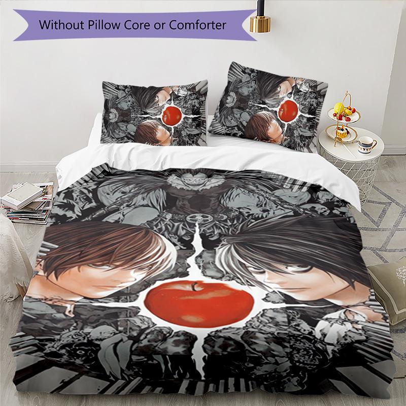 Death Note 3pcs Bedding Set Duvet Cover Closure Includes 1 Duvet Cover & 2 Pillowcases for All Seasons Bedroom Home Dorm Decor
