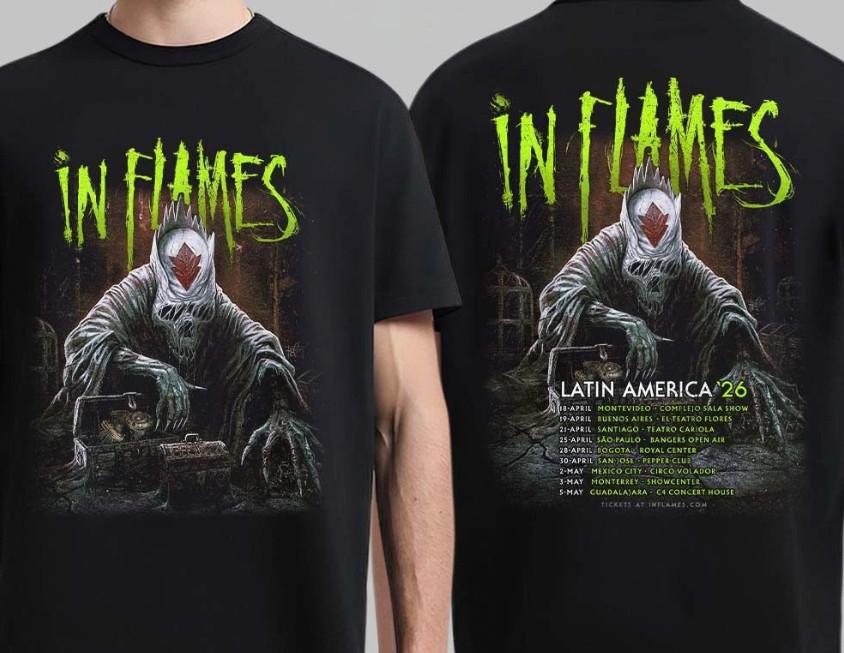 In Flames Latin America 2026 Schedule Dates Two Sided T-Shirt Unisex T-Shirt