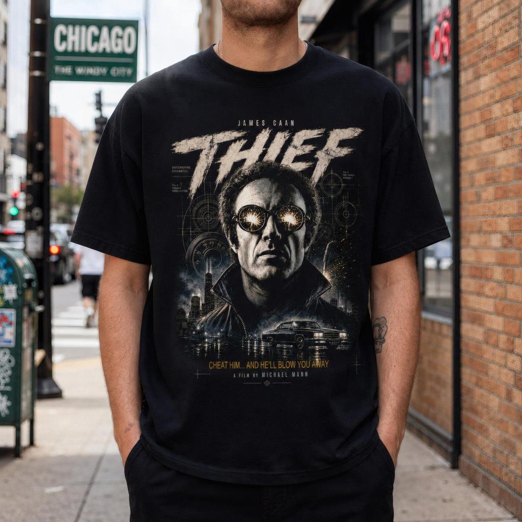Theif Tshirt, Michael Mann Tee, Synthwave 80s Movie Cotton Graphic