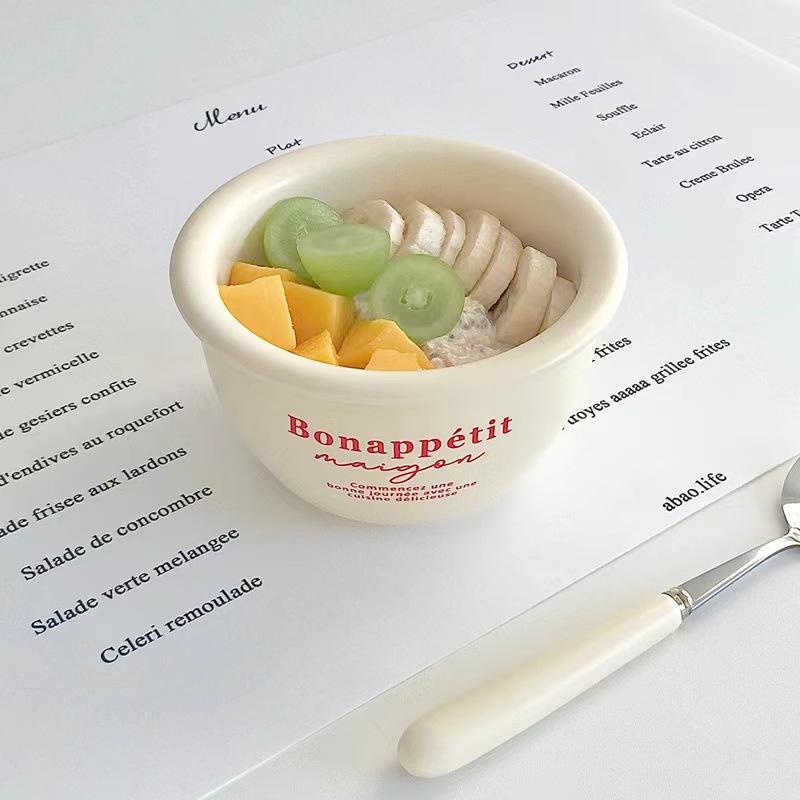 Кремовая посуда в корейском стиле, керамическая посуда, тарелки для завтрака, овсяные миски, салатницы, миски для риса