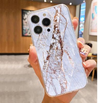 Прозрачный противоударный чехол с рисунком под белый мрамор для серии iPhone 14-17 Pro Max