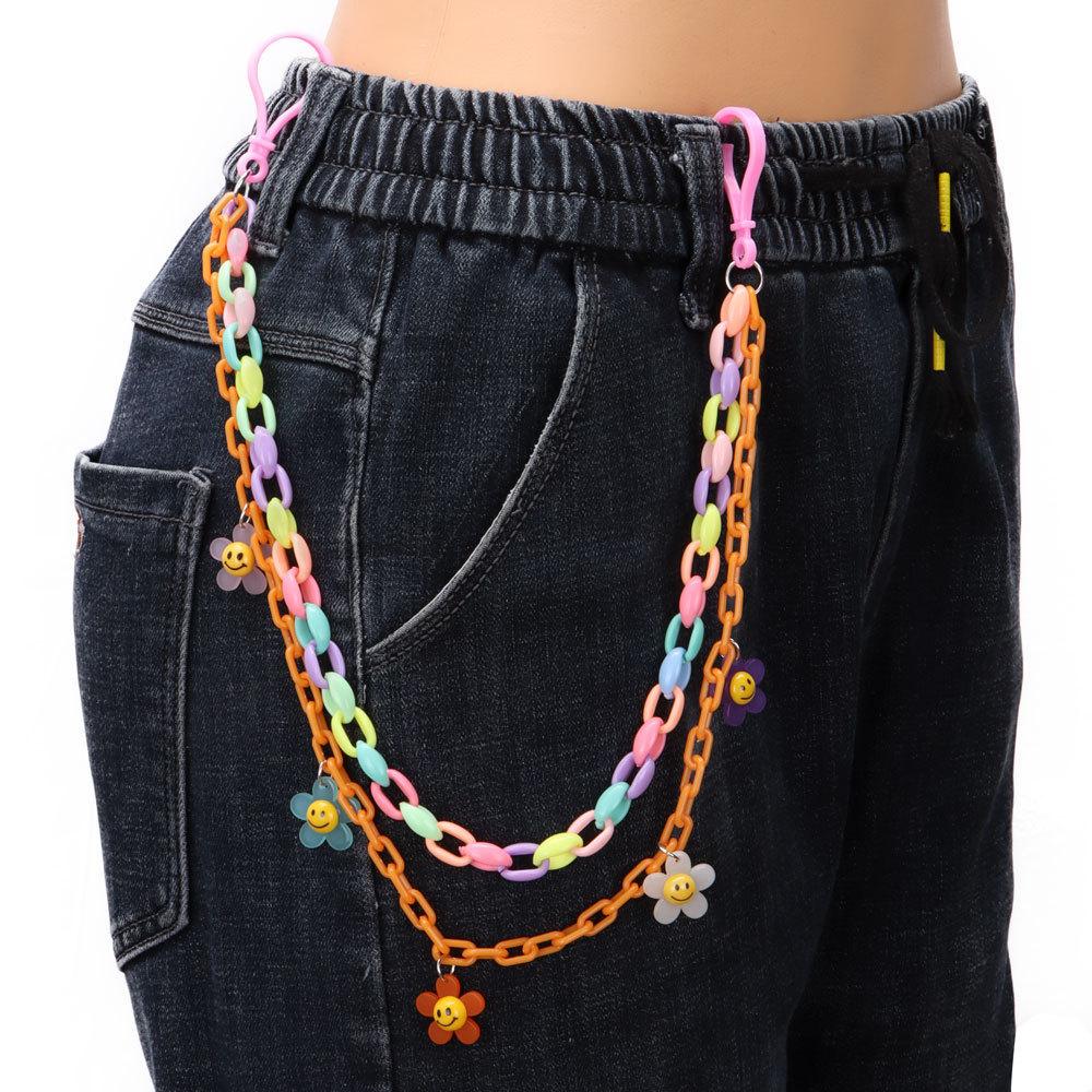 Candy Color Heart Flower Waist Chain With Lobster Clasp For Summer And Winter Fashion