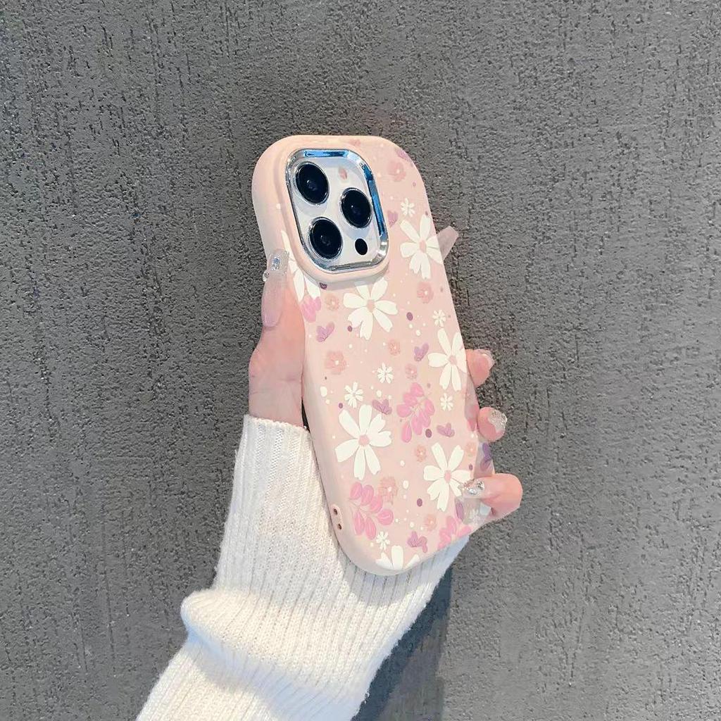 Розово-белый чехол для телефона с цветочным принтом для iPhone 16 Pro, iPhone 15 и Huawei Mate 60