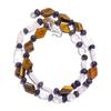Natural Tiger Eye Crystal Iolite Gemstone Smooth Beads Necklace 17" UB-5014 UB-5014