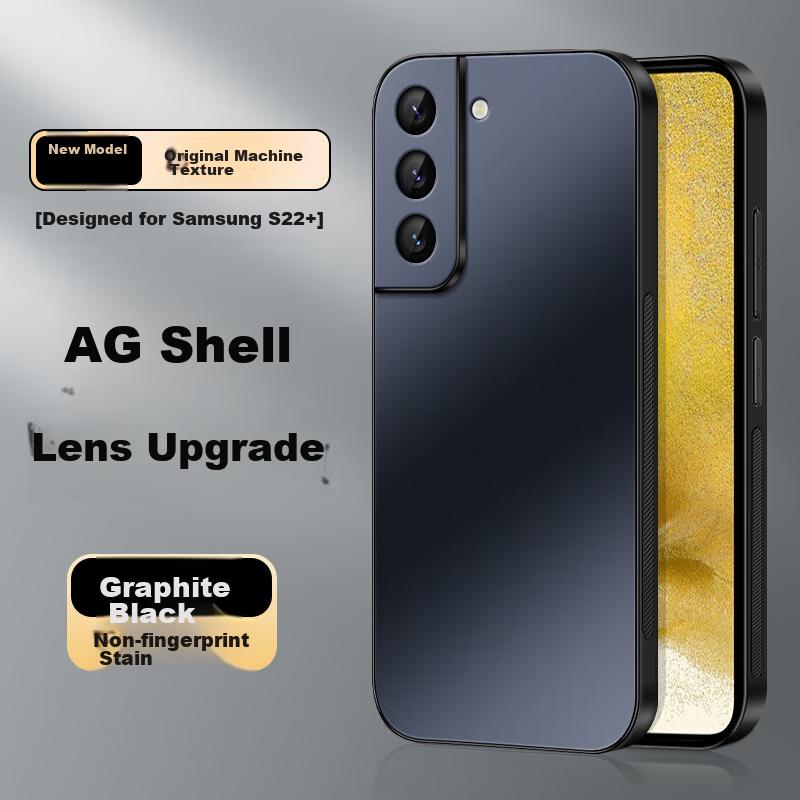 Samsung S22+ Phone Case, Galaxy S22+ Protective Cover, AG Frosted Lens Full Protection, Real Machine Simple Anti-Fingerprint Casen, Graphite Black
