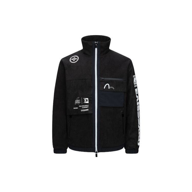 Evisu Мужская плюшевая куртка на молнии с принтом, обычный крой, Черный 2EAGNM3JK5012XXPQ