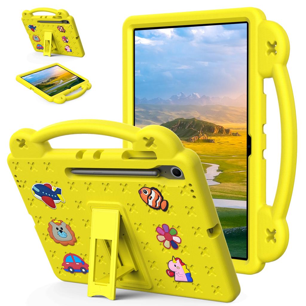 For Samsung Galaxy Tab S10 FE+ Case Kids Cartoon Patterns Hand Grip Kickstand Tablet EVA Cover