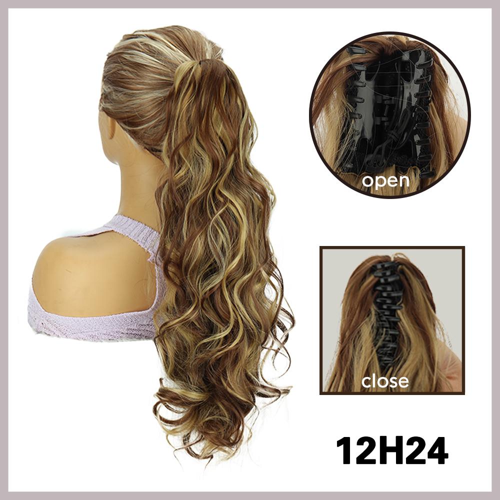 XINRAN Синтетический длинный волнистый вьющийся конский хвост, накладной хвост, высокотемпературное волокно, натуральный парик для женщин, быстрая фиксация