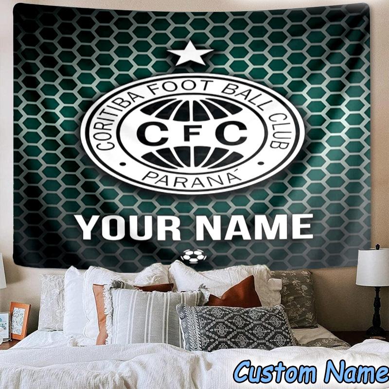 Custom Name Coritiba Football Club Emblem Printed Tapestry, for Bedroom,Livingroom, dormitory, Large Wall Decor, Fabric Decor Fan Birthday Gifts