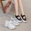 Mesh Thick-soled Women's Breathable Velcro Sandals 2025 Summer New Mary Jane Shoes Lace Edge Niche Design Sense
