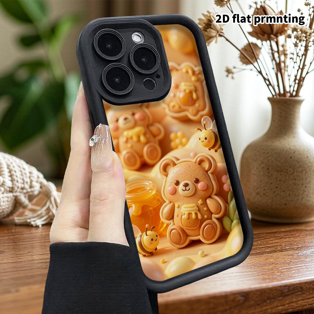 Phone Case: 2D flat design, fits iPhone 18, 17, 16, 15, 14, 13 Pro, Honey Bear Cookie, perfect Christmas and Halloween holiday gift
