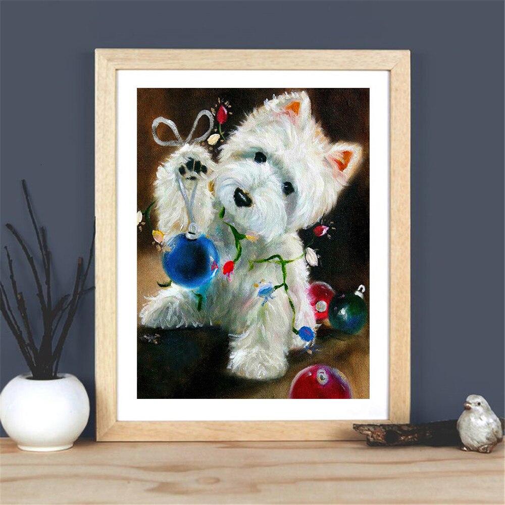 Новое поступление Алмазная картина Рождество полная квадратная круглая Алмазная вышивка собака животное мозаика подарок ручной работы