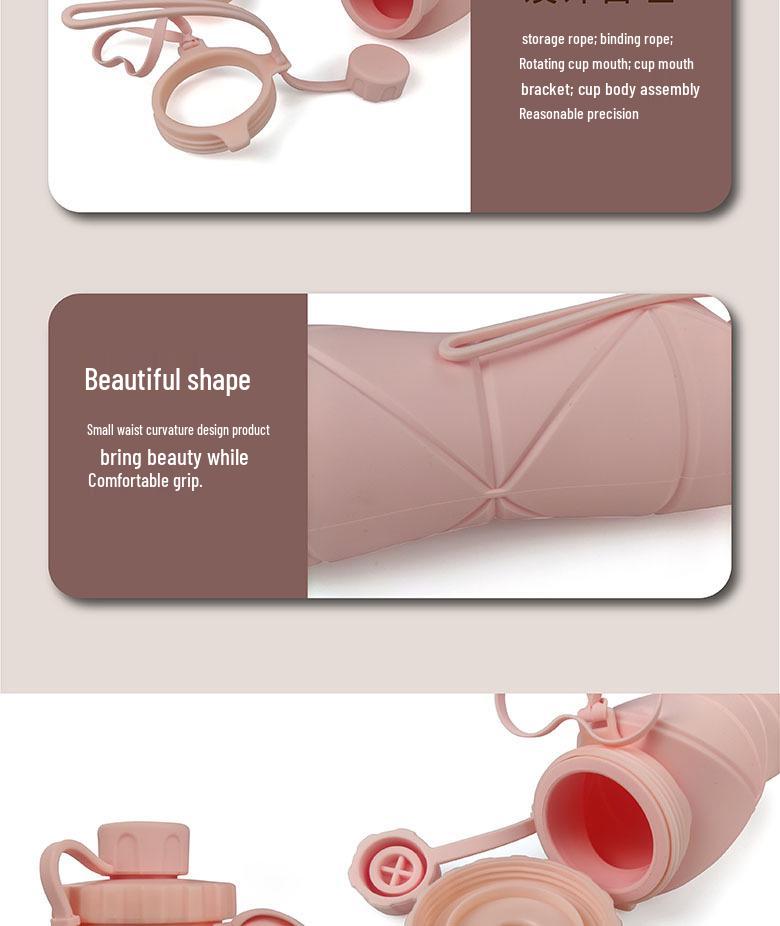 Складной силиконовый стакан для воды - Портативный дизайн «Бриллиант», Спортивная бутылка большой вместимости для велоспорта