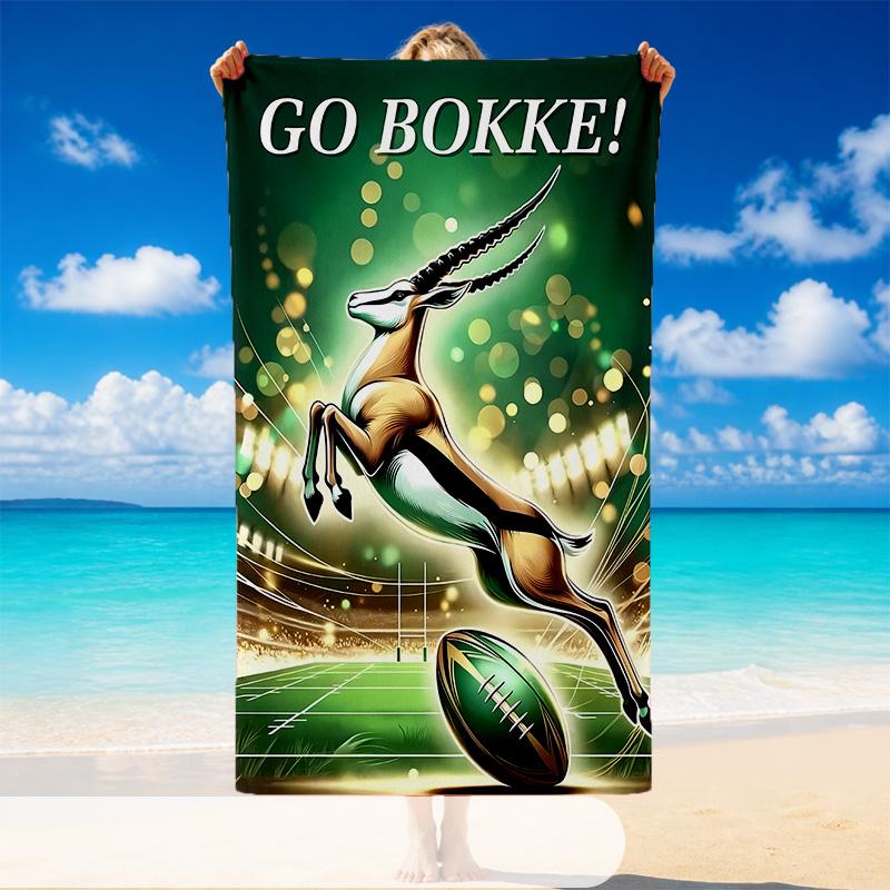 Quick Dry Beach Towel Springboks Rugby Pattern, Lightweight Absorbent Towel for Pool Beach Vacation Use