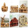 Bamboo 3D Wooden Puzzle Villa House Windmill DIY Ferris Wheel Modle Montessori   Adult