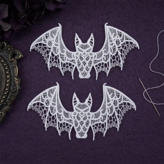 2 Pcs Halloween Bat Embroidered Patch Lace Gothic Wing Design DIY Clothing Badges