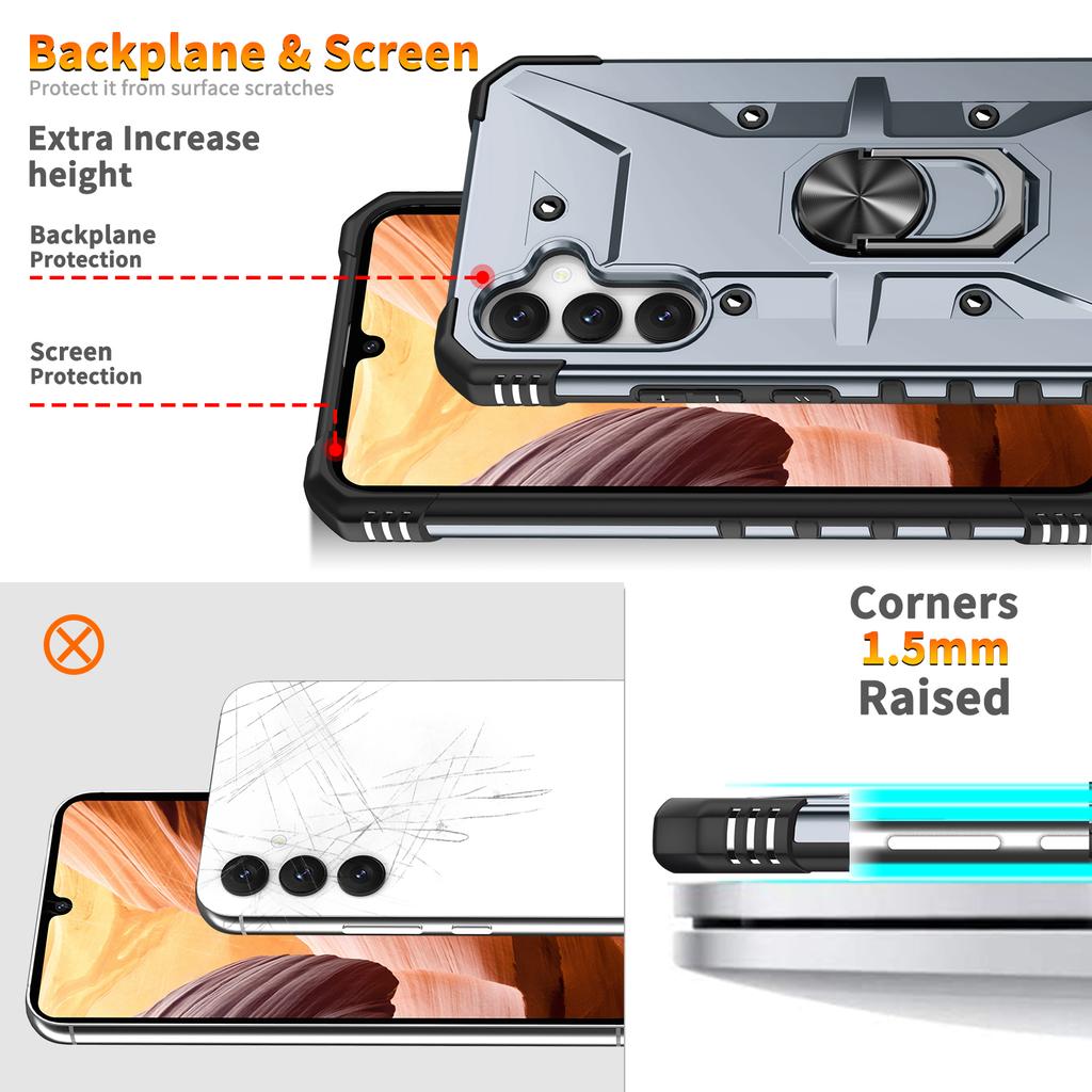Для Samsung Galaxy S24 чехол PC+ TPU кольцо подставка магнитное крепление для автомобиля чехол для телефона